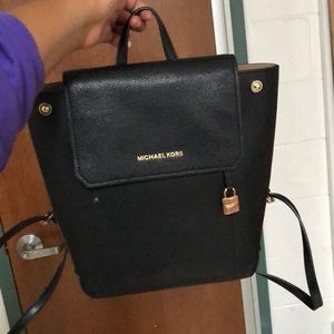 Hayes Medium Black Leather Backpack